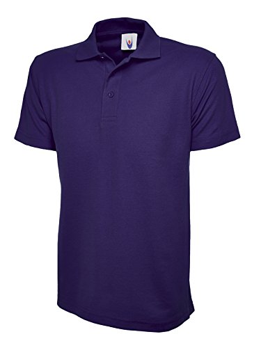 Active Mens Plain Polo Shirt Short Sleeved Work Casual Sports Leisure Clothing - Purple - X-Large