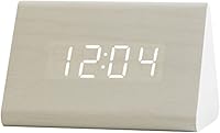 Vista 18 de Reloj despertador de madera LED alimentado por USB/AAA, control de voz, despertador de madera digital, decoración de mesa de escritorio electrónico