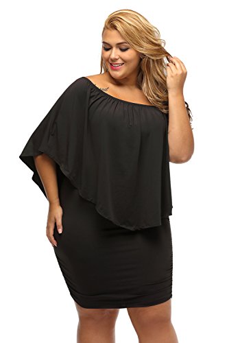Gloria&Sarah Women's Sexy Off Shoulder Ruffles Multiple Dressing Layered Plus Size Mini Dress4