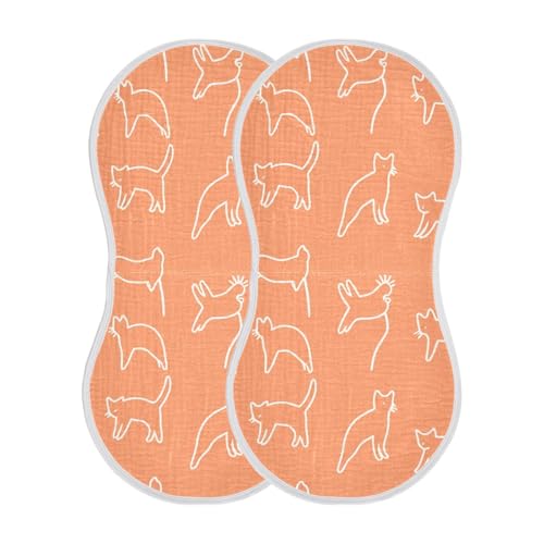 Baby Burp Cloths, Soft Absorbent Burping Cloths for Babies, Cotton Milk Spit Up Rags, Large Size for Newborns, Baby Boys and Girls (Playful Cat Poses)2