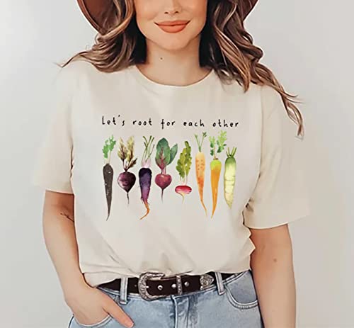 Let's Root for Each Other Plants Shirt for Women Novelty Vegetable Graphic Gardening Tees Funny Plant Lover T-Shirt3