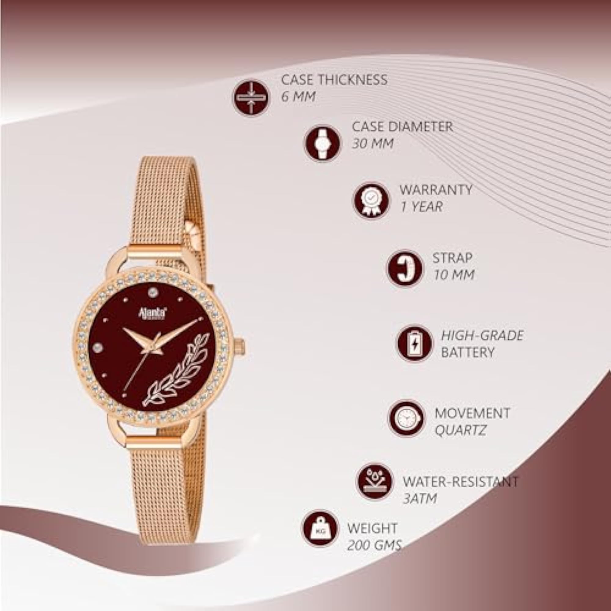 Women's Diamond Studded Dial Elegant Analog Watch