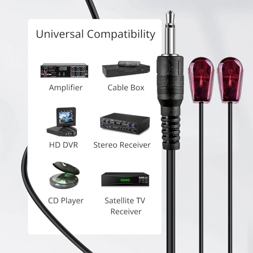 TNP IR Extender Emitter Cable 10 ft - Dual Head 3.5mm Jack Infrared Wire for IR Repeater System Xbox One AV Receiver Cable Box Remote Control for Hidden Devices TV Sensor Extender Extension 2-IR Eye