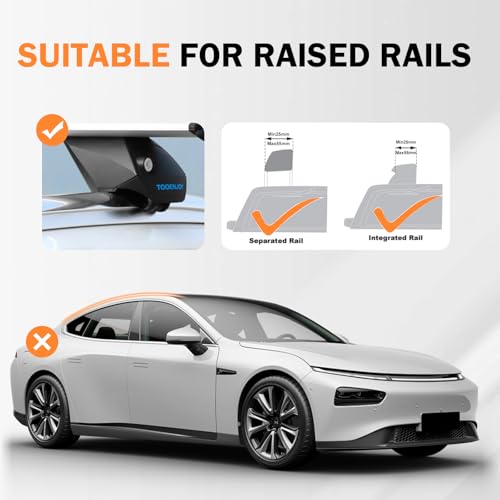 COWVIE 53 Inch Aluminum Roof Rack Cross Bars for Raised Side Rails, Adjustable Cargo Bars with Keyed Locks, Hold 198 LBS, Silver