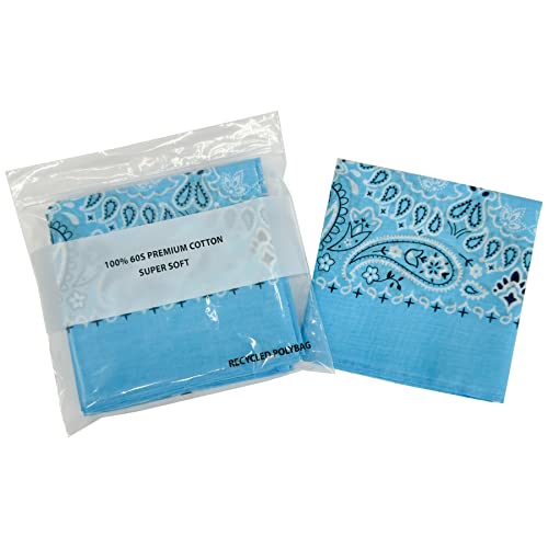 Image of Single Pack Bandanas 60s Premium Cotton Soft Thin Handfeel Large Handkerchief for Men and Women