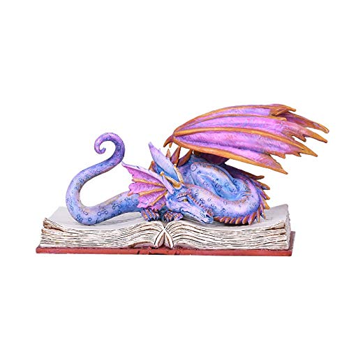 Estatua decorativa de dragón púrpura y marrón miniatura 3