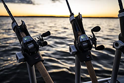 Image of Abu Garcia Max Digital Line Counter Low Profile Baitcast Reel, Size LP (1498727), Carbon Fiber Star Drag, Max of 20lb | 9.0kg, Durable, Lightweight and Strong,Black