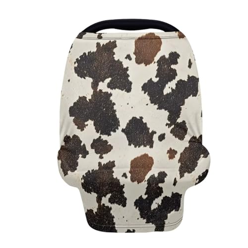 Image of Cow Print Car Seat Covers Canopy Cover - Multi-use Cover Carseat Canopy, Breathable Breastfeeding Cover, Easy to Install Car Seat Covers for Bbies