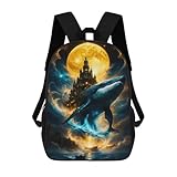 Zaini Per Bambini Stampati in 3D 17inch Celestial Whale & Moonlit...