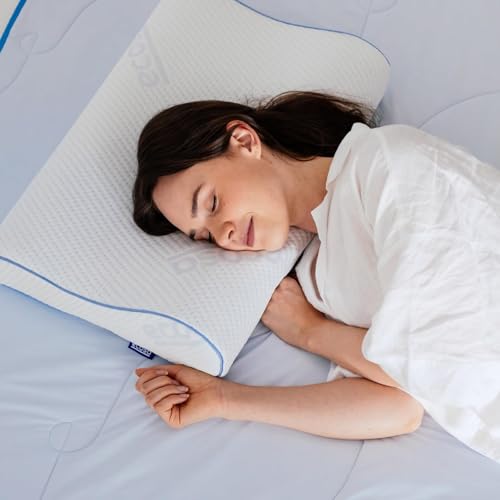 Image of Ecosa Cooling Gel Memory Foam Pillow | Cool-to-Touch Fabric | Contoured Design | Adjustable Height | 4 Times Cooler Than Cotton | 100 Night Trial