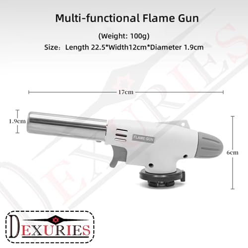 Image of DEXURIES Heavy Duty Automatic Butane Can Flame Gun Torch | Multipurpose Camping Gas Torch | Auto Ignition for Welding or Professional Work (Pack of 1) (Grey)