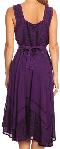Image of Sakkas Magdilena Stonewashed Corset Front Embroidered Dress