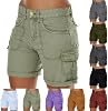 Yaoeye Shorts Cargo para Mujer, Veraniegos, Cintura Alta, Bermuda, Casuales, Modernos, para Senderismo, Cintura Elástica, con Bolsillos 2