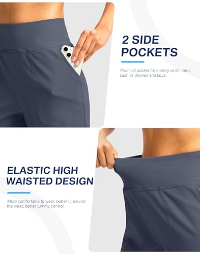 Image of G Gradual Women's Athletic Shorts 6 inch High Waisted Stretchy Bermuda Shorts for Women Quick Dry Summer Casual Shorts