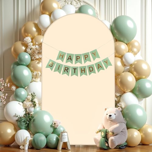 Image of Champagne Arch Cover 6.6FT Spandex Fitted Wedding Arch Stand Covers Round Top Chiara Arch Covers Stretchy Backdrop Cover for Birthday Party Ceremony Banquet Decoration