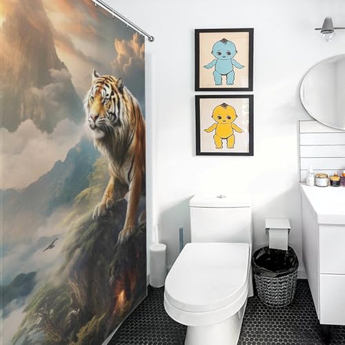 Rideau de douche tigre en polyester imperméable 152x183cm - 3