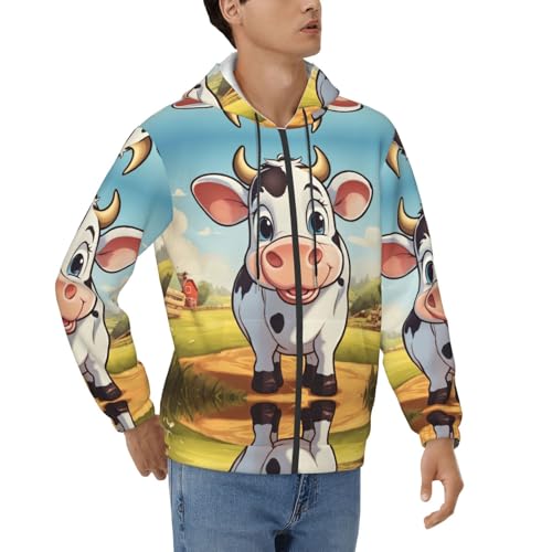 Sweat à capuche vache homme à manches longues décontracté