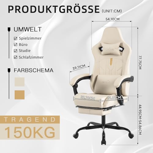 Frontansicht mit Neige-Demo (102 Zeichen). - Detailansicht von SUKIDA Gaming Stuhl Deal 2026 – Dealfoxx.de
