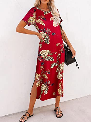 Image of Naggoo Women's Casual T Shirt Midi Dress with Side Slit and Pockets