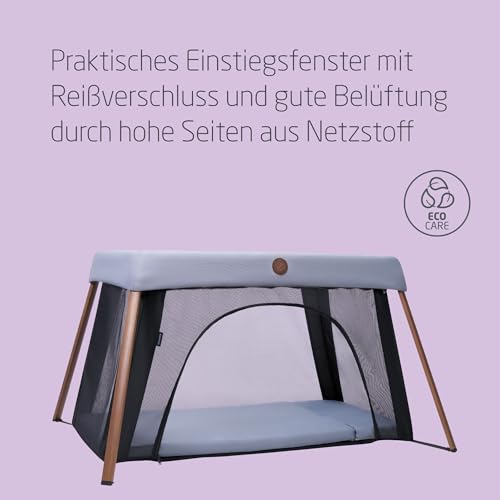 Maxi-Cosi Iris2, 2-in-1 Reisebett Baby, 0-3 Jahre, 0-15 kg, Kompaktes Reisebettchen, 2 Ebenen, Seitliches Einstiegsfenster, Faltbar & Leicht, Matratze Erweiterbar, Umweltfreundlich, Essential Grey