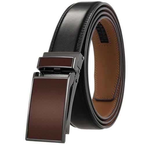 Men's 3-3.1Cm Width Belt For Business Formal Wear Genuine Leather Metal Automatic Buckle Belt3