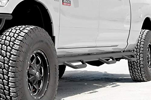 RealTruck Nerf Steps for RAM | Wheel-to-Wheel w/ Bed Access, Heavy Duty Steel, Gloss Back | D10103CC-6 | Fits 2014-2015.5 RAM 1500, 2010-2018 2500/3500 Crew Cab 6.4' Standard Bed, SRW/DRW Gas/Diesel.