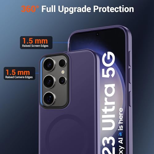 Image of SIZUKA Samsung S23 Ultra Magsafe Hard Back Case | Matte Design & 360 Protection | Military-Grade Samsung S23 Ultra Cover | Strong Magnet Back - Purple