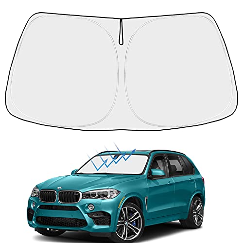 Image of Proadsy Windshield Sun Shade for BMW X5 2014-2018 Accessories Custom Fit M Sport xLine SUV 4-Layer Foldable Front Sunshade Protector Sun Visor Blocks UV Rays Keep Car Cooler