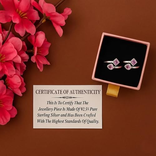 Image of SATKOTI 925 Silver Toe Rings for Women | Adjustable Pure Metal Bichiya with AAA Quality CZ Stone| BIS Hallmarked Jewelry with Authenticity Certificate | Pair of 2 Metti