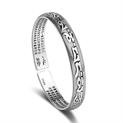 Bracelet manchette bouddhiste écriture religieuse fait main ajustable