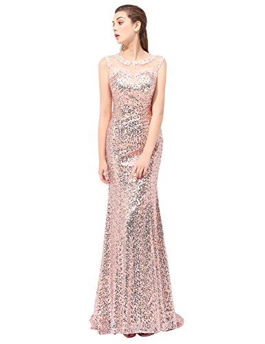 Belle House Women's Prom Dresses 2021 Long Rose Gold Sequins Formal Dresses Mermaid Evening Dresses Ball Gowns