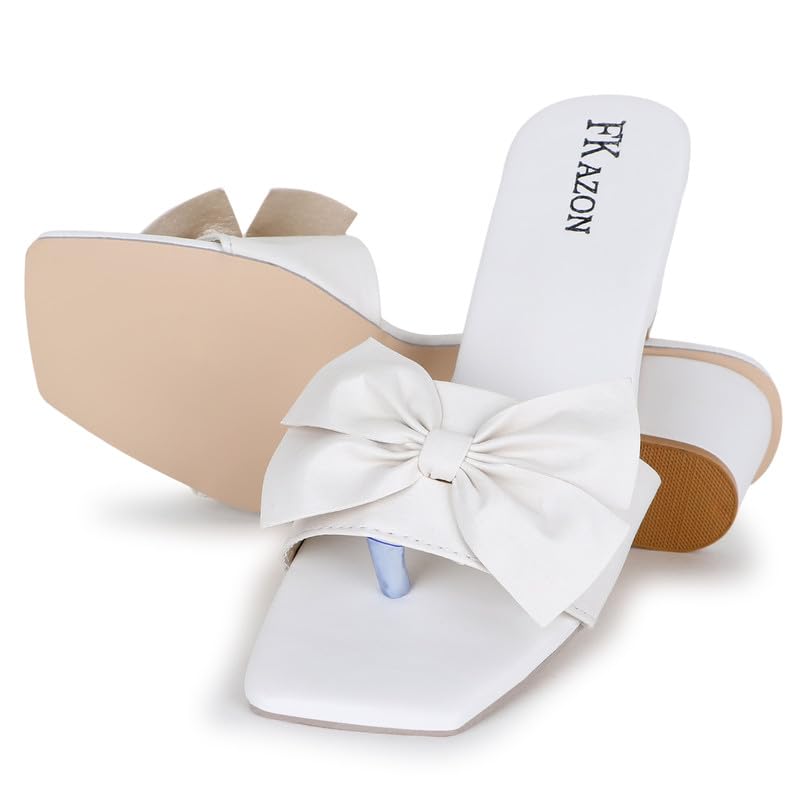 Image of Women's Stylish Block Heel Sandals with Bow Design - FK 516 BLUE HEEL A1 P