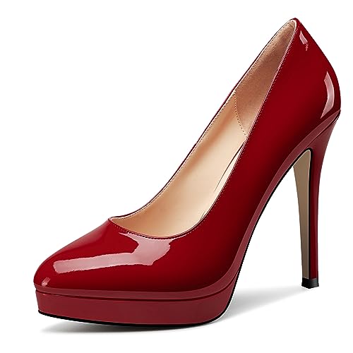 Image of Castamere Womens High Heels Platform Pumps Slip-on Stilettos 12CM Heel Office Dress Shoes