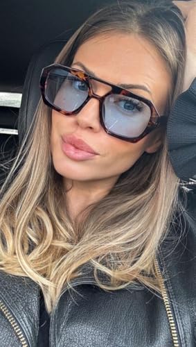 2025 Trendy Designer Square Aviator Sunglasses For Women Vintage 70s Thick Double Bridge Sun Glasses3