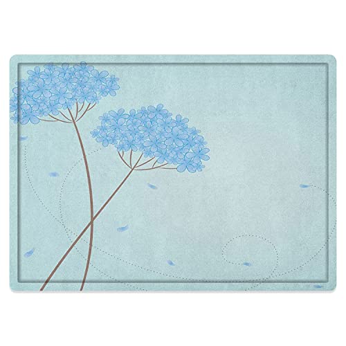 salle de bain antidérapant super absorbant l'eau,Allium Flower Floral Design avec Swirl Lines Falling Leaves Inspiré de l'automne Bleu pâle,Antidérapant à Poils Longs en Absorbant Tapis Salle 60*100CM