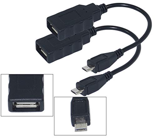 SaiTech IT (2 Pack Micro USB 2.0 OTG Cable for Mobile Phones - USB A Female to Micro USB B 5 Pin Male Adapter Cable