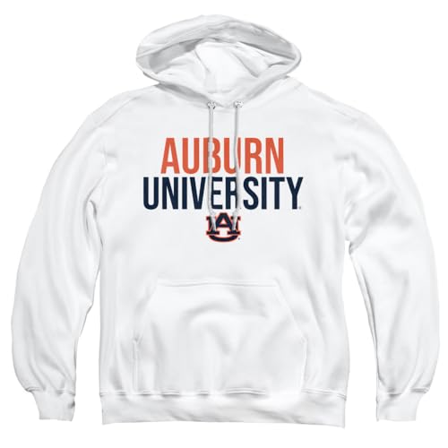 Auburn University Official Stacked Unisex Adult Pull-Over Hoodie,White, Large