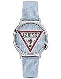 Matériau du boîtier : acier Guess Femme. Analogique Quartz Montre avec Bracelet en Tissu V1014M1