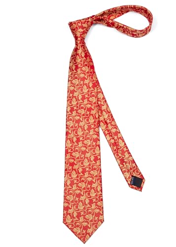 Image of Enlision Ties for Men Floral Tie Handkerchief Cufflinks Set Formal Flower Classic Mens Necktie & Pocket Square Wedding