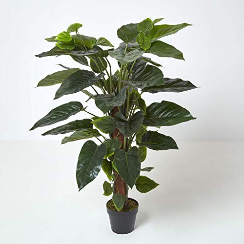 HOMESCAPES Arbre Artificiel Fausse plante verte Philodendron en pot, 120 cm Cover