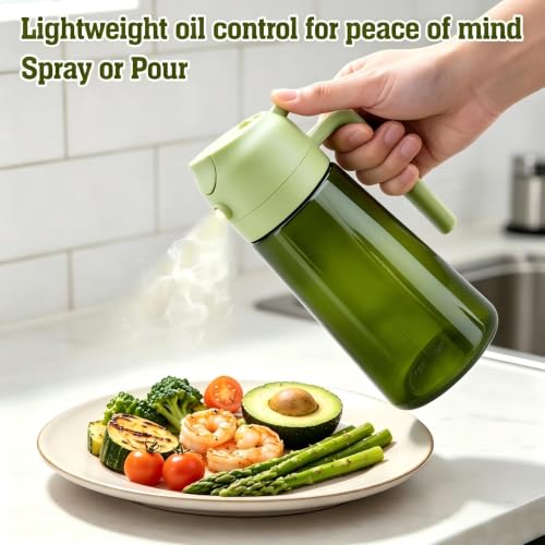 Image of 2 in 1 Oil Sprayer, Oil Sprayer for Kitchen Cooking, 470ml Oil Spray Bottle for Home (Olive+Green)