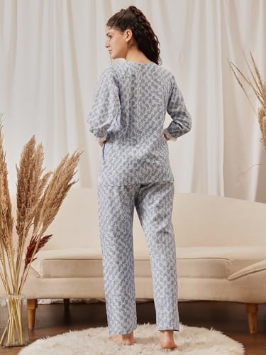 Image of Clovia Women's Cotton Printed Top & Pyjama Set