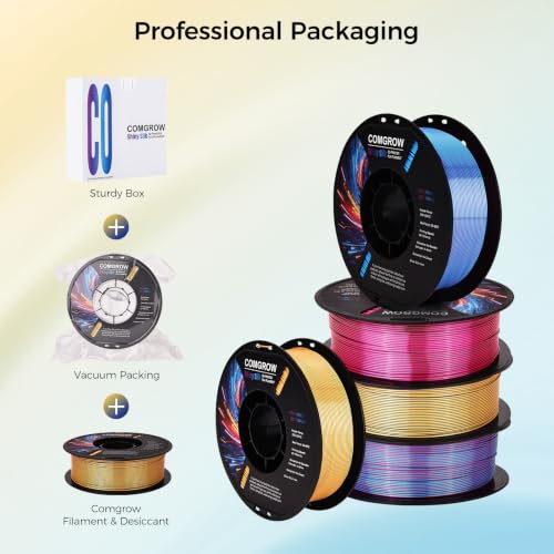 Image of Comgrow Silk PLA 3D Printer Filament, Dual Color 2 in 1 Golden and Blue, 3D Printing PLA Filament 1.75mm, Dimensional Accuracy + /- 0.02 mm, 1KG Spool, Coextrusion Shiny Silk 3D Filament