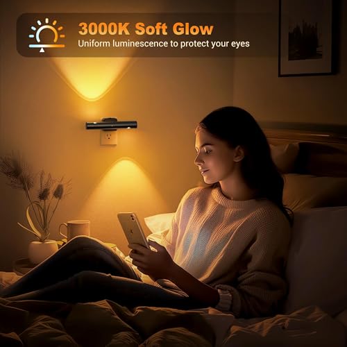 Image of JandCase LED Amber Night Light, 180 Rotatable Night Lights Plug into Wall, 0-100LM Adjustable Brightness with Dusk-to-Dawn Sensor, Dimmable Night Lights for Bathroom Hallway Bedroom Stairway, 2 Pack