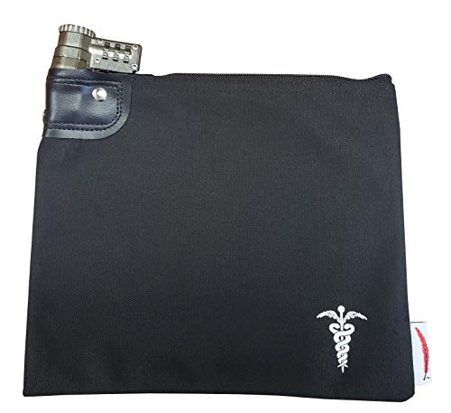 Cardinal bag supplies Opioid Anti Diversion Bag Combination Keyed Lockable Storage Case (Black)