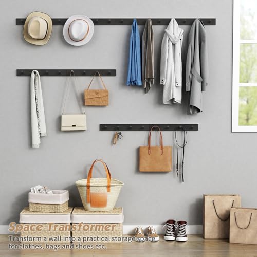 Forbena FBCH24-103 COAT RACK WALL MOUNT Black Coat Rack Wall Mount 4-Pack, Rustic Farmhouse Coat Hooks thumb #2