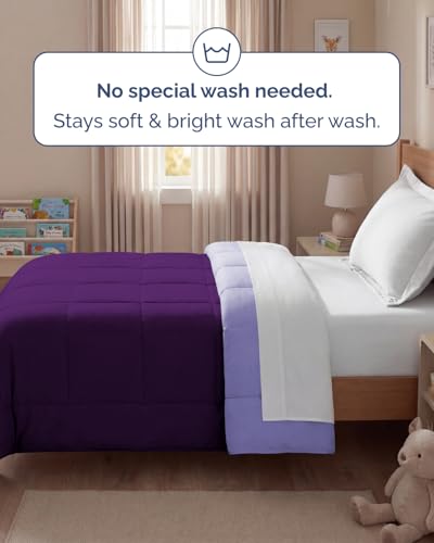 Image of Twin Size, Purplec & Lavender Alternative Down Comforter - Warm, Lightweight & Breathable Hotel Quality Bedding Set for Men, Women, Kids & Teens - All Season Cooling Microfiber Duvet Insert Comforter