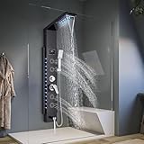 Hevenaov Duschsäule, Hydromassage-Duschpaneel aus gebürstetem Edelstahl mit schwarzem LCD-Display, Wandmontage