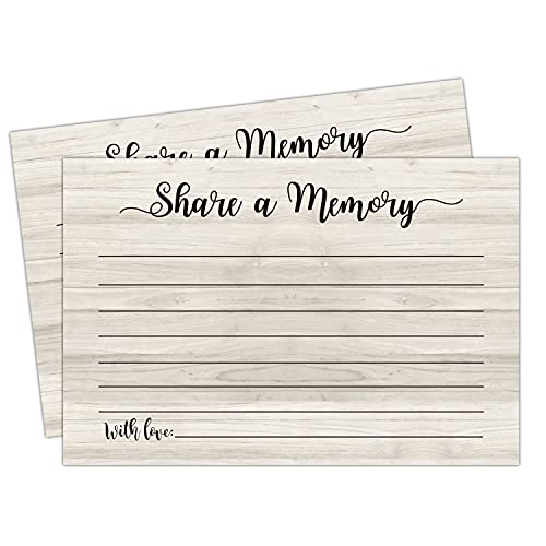 Share a Memory Cards, 50 Cards, Memory Card for Celebration of Life, Graduation, Wedding, Retirement, Going Away Party, 4 x 6 inch, Wood grain