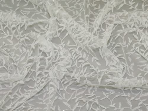 Jasmine Glitter Tulle Net Dress Fabric Porcelana - por metro